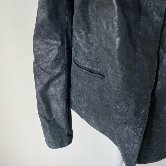 Gimo's GMS-75 Distressed Black High Cowl Neck Hidden Placket Leather Jacket 3XL - Picture 6 of 12